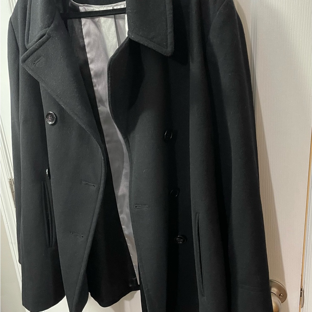 Calvin Klein Vintage Black Wool Cashmere Blend Peacoat Women's Approx SZ XL - Picture 11 of 15